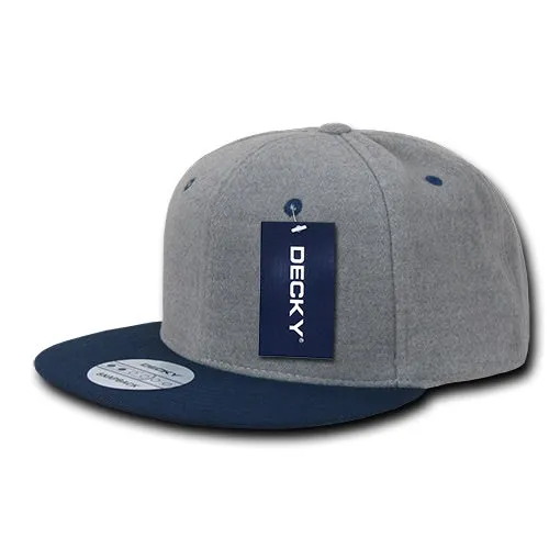 Decky 1087 Melton Wool Snapback Hat, 6 Panel Melton Snapback Cap - CASE Pricing