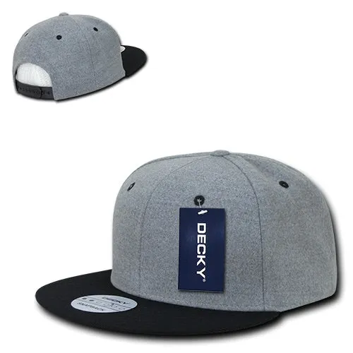 Decky 1087 Melton Wool Snapback Hat, 6 Panel Melton Snapback Cap - CASE Pricing