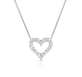 Diamond Heart Pendant in White Gold