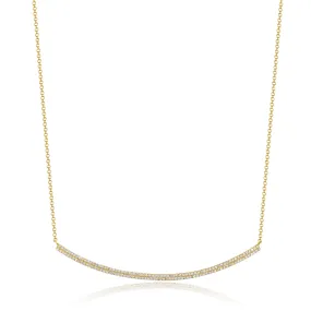 Diamond Pavé Curved Bar Necklace in Yellow Gold