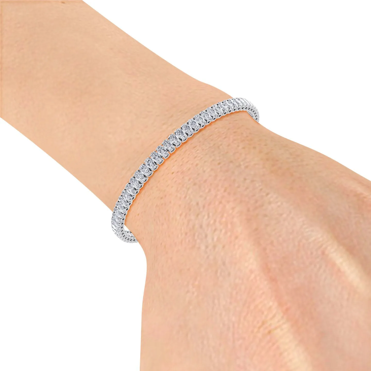 Foothill - 4 Prong Oval Shape Natural Diamond Tennis Bracelet