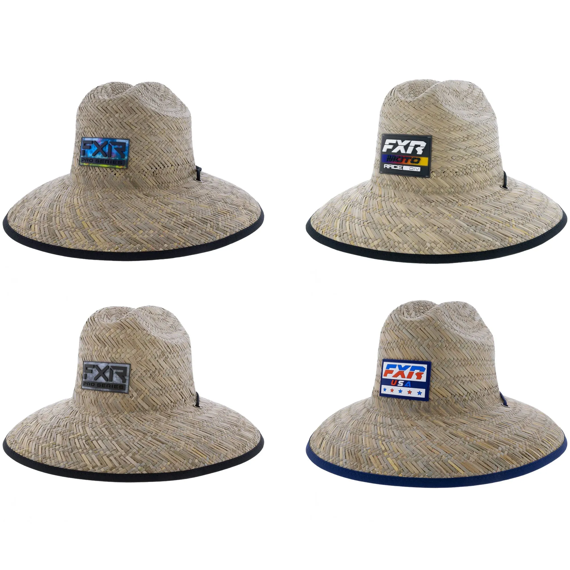 FXR  Shoreside Straw Sun Hat Full Brim Adjustable Chin Strap TPR Front Logo - One Size