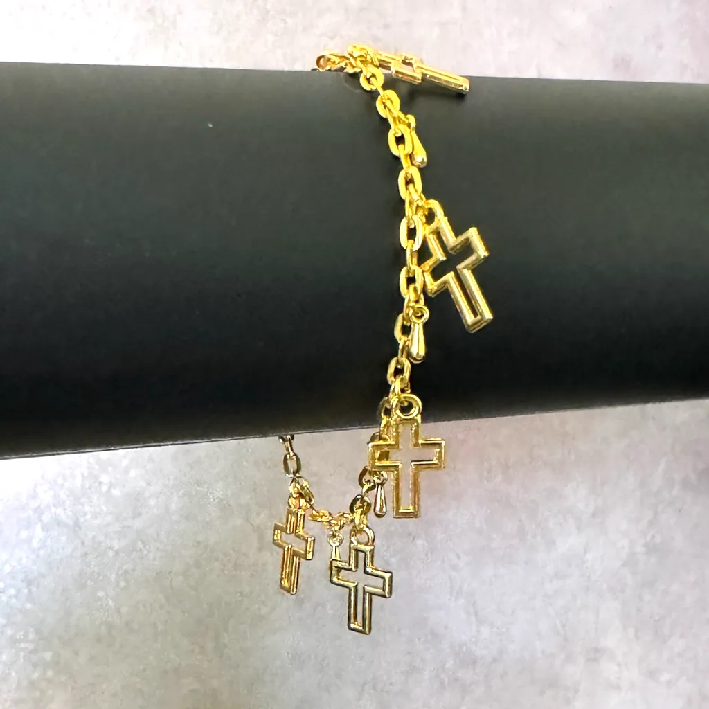 Gold Cross Charm Bracelet