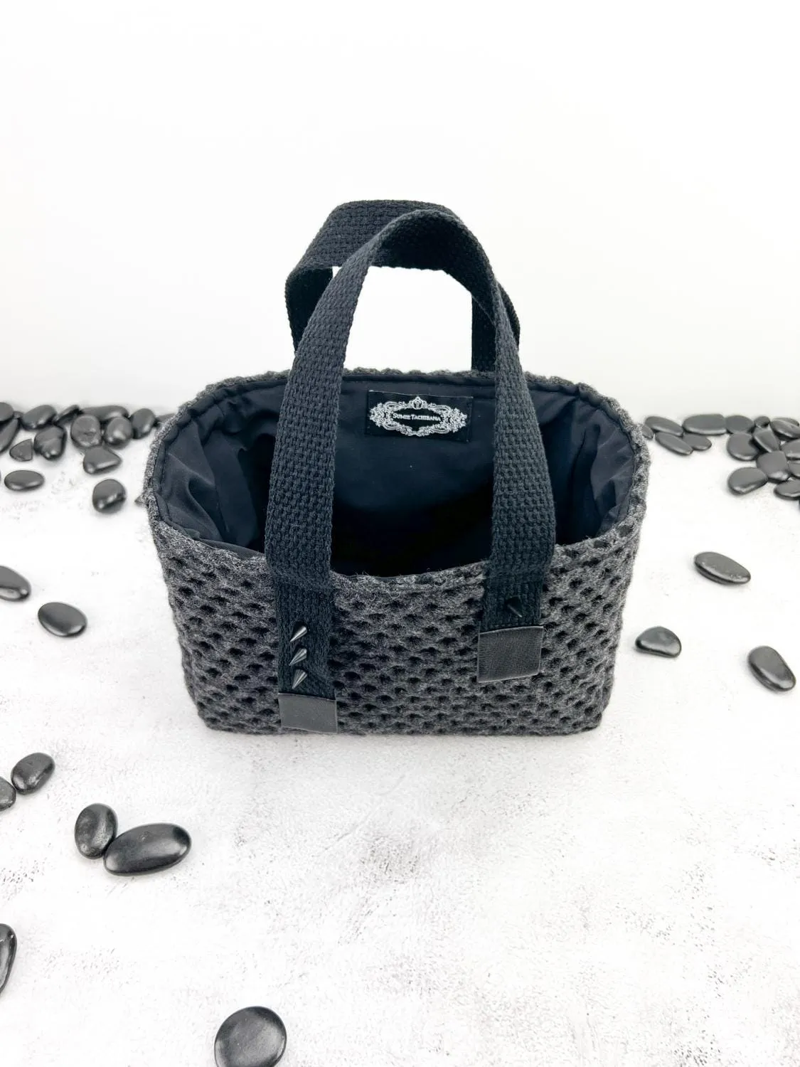 Gray Wool Netting Mini Tote Bag BAGG00084