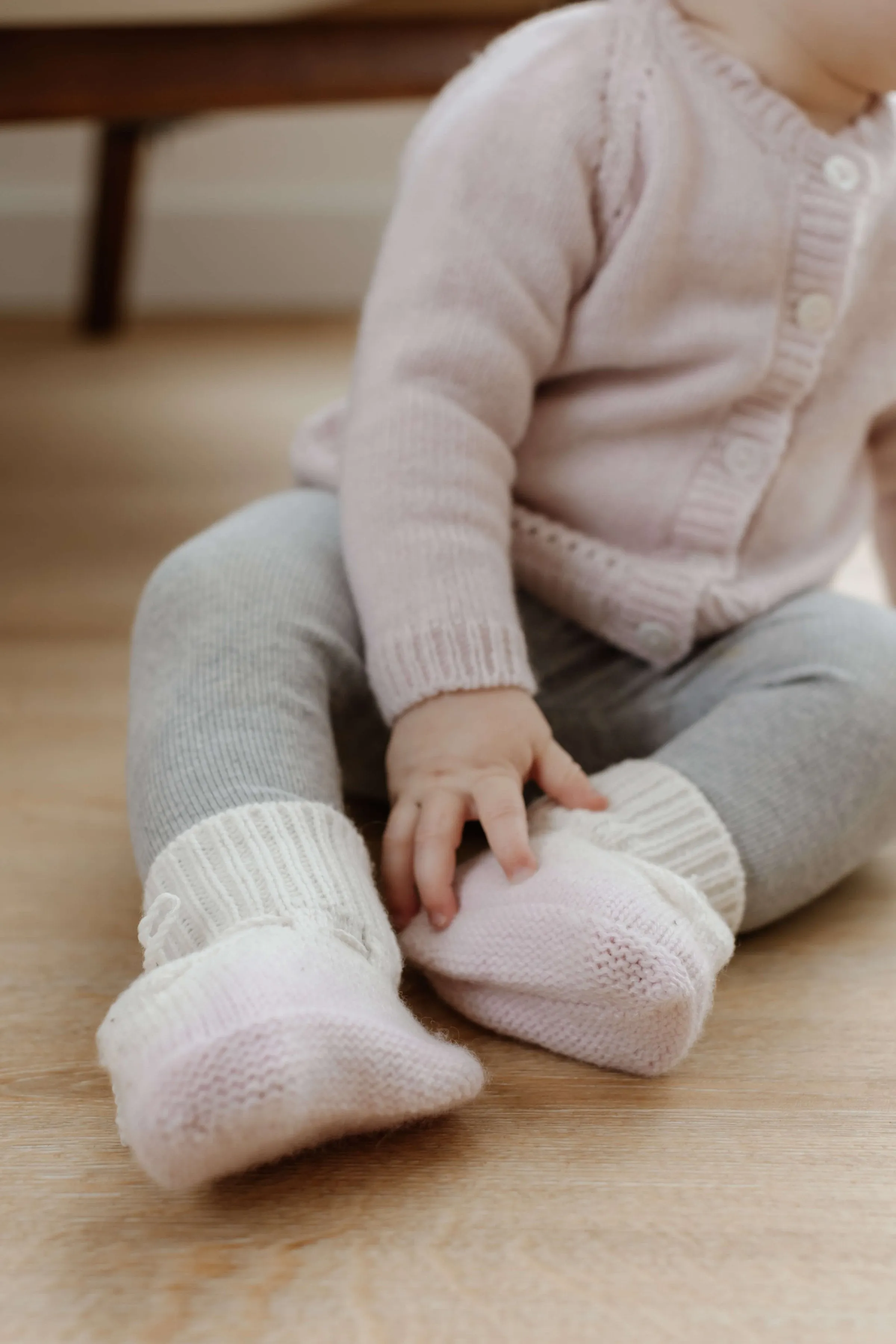 Hand Knitted Pink Ombre Cashmere Baby Booties