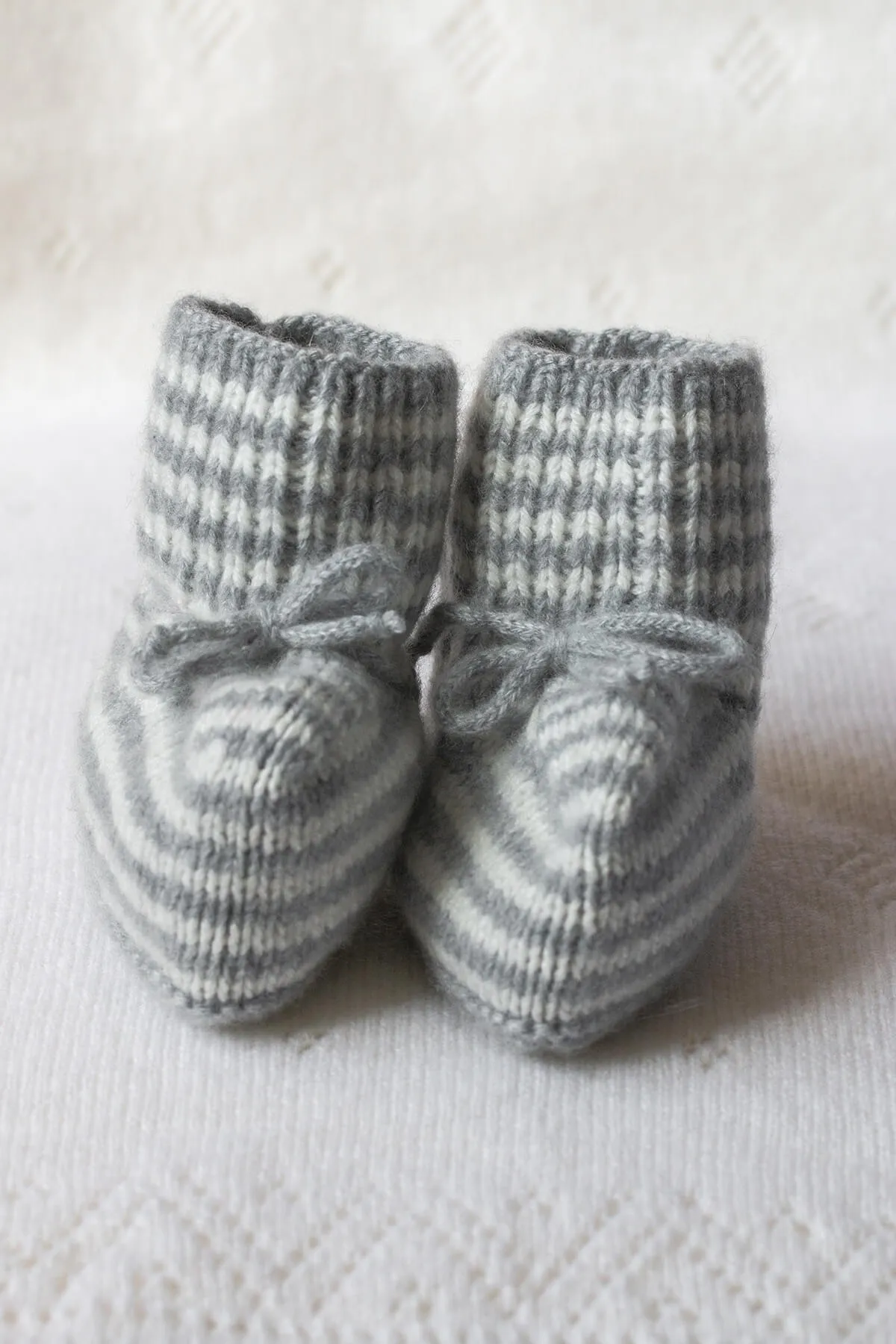 Hand Knitted Stripy Cashmere Baby Booties