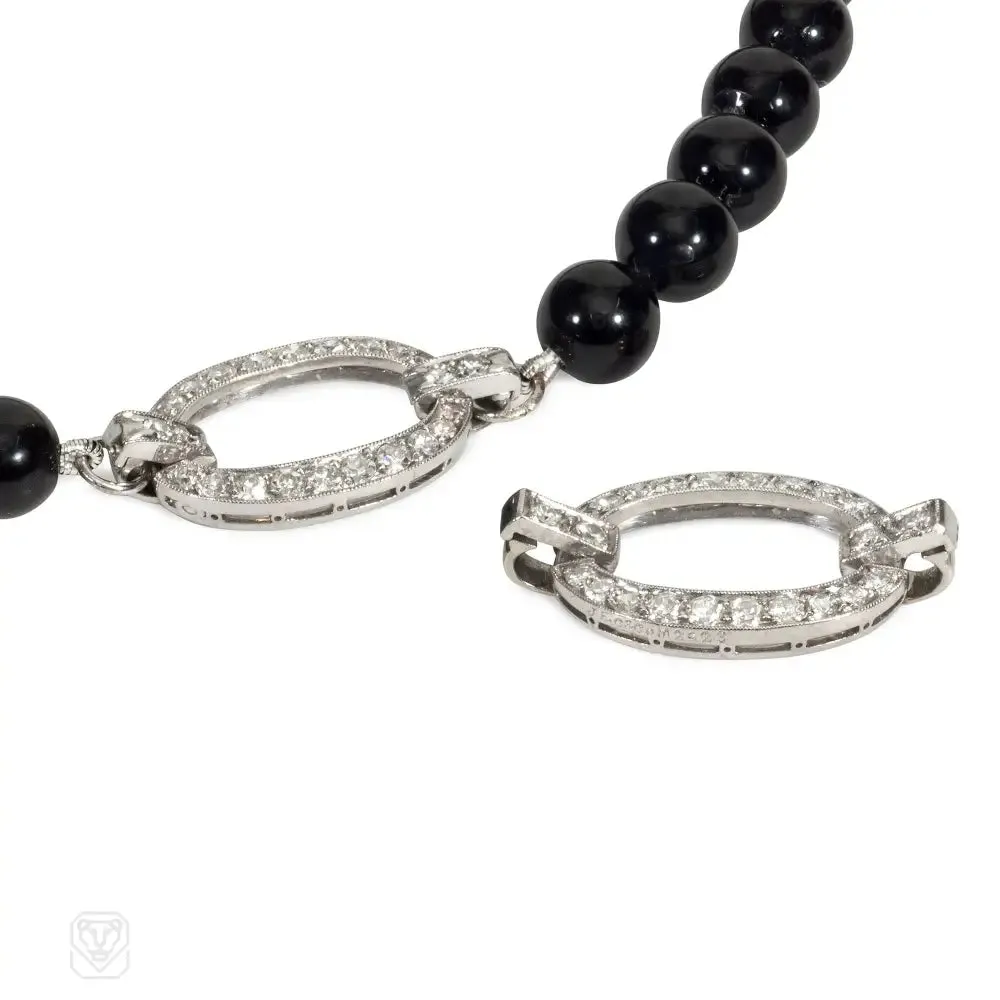 J.E. Caldwell convertible diamond and obsidian bead necklace