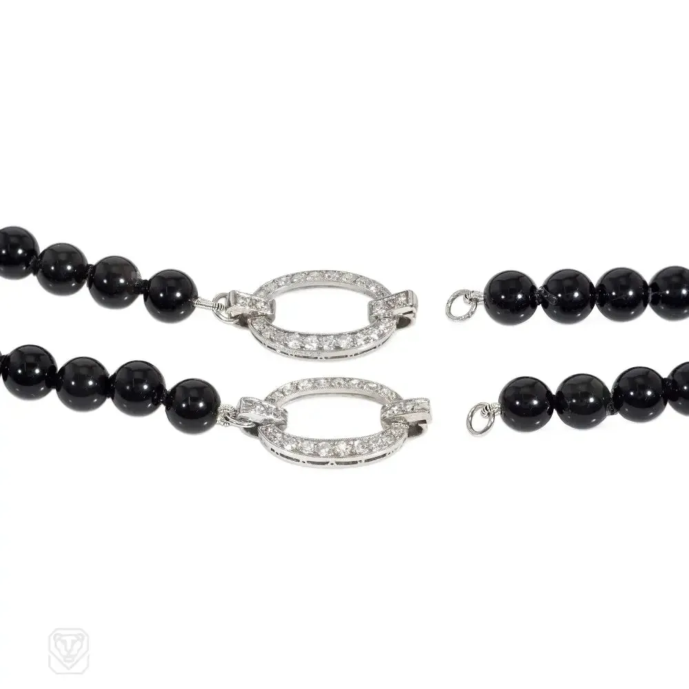 J.E. Caldwell convertible diamond and obsidian bead necklace