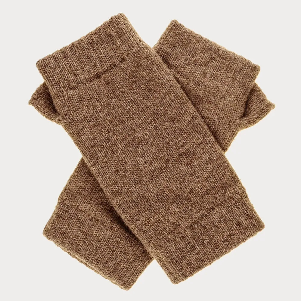 Light Brown Fingerless Cashmere  Mittens