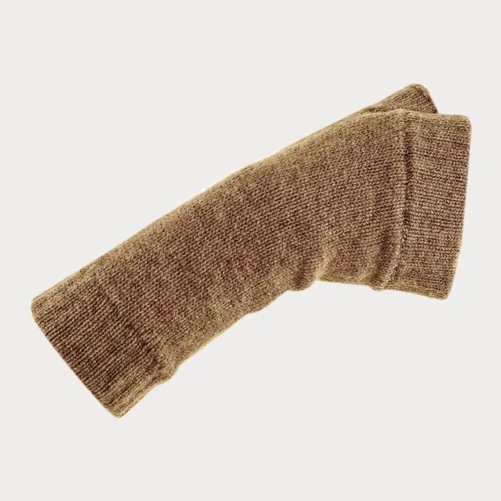 Light Brown Fingerless Cashmere  Mittens