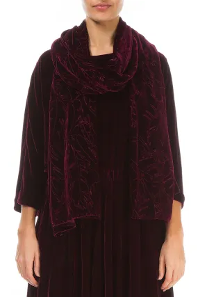 Magenta Devoré Feather Silk Velvet Scarf