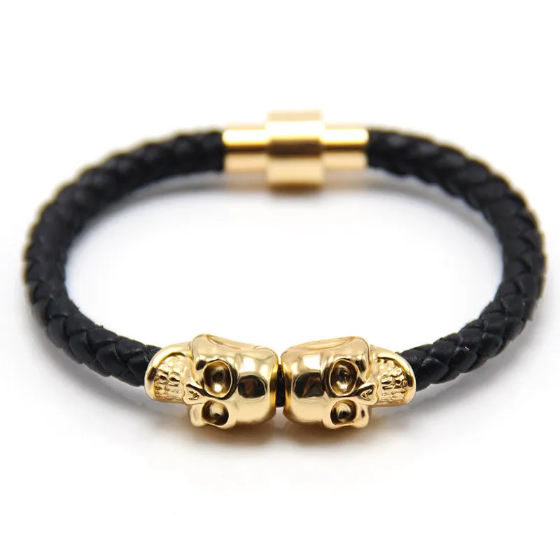 Man Women Bracelet for Man Women Jewelry Punk Genuine Leather Skull Bracelet for Man Women