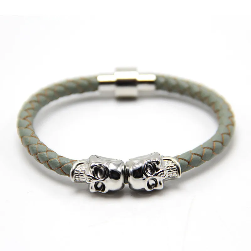 Man Women Bracelet for Man Women Jewelry Punk Genuine Leather Skull Bracelet for Man Women