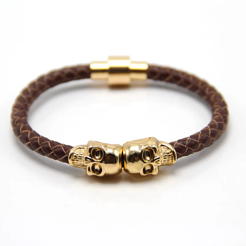 Man Women Bracelet for Man Women Jewelry Punk Genuine Leather Skull Bracelet for Man Women