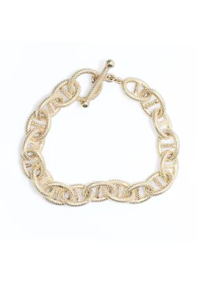 Marchisio Textured 18KYG Anchor Chain Link Toggle Bracelet