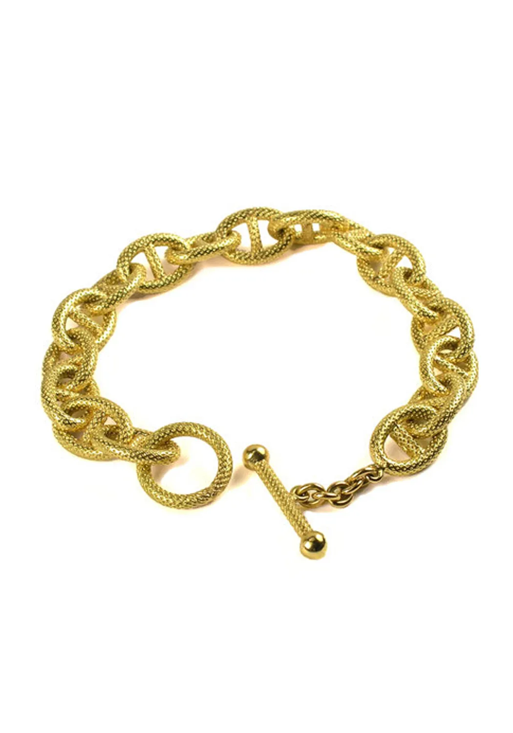 Marchisio Textured 18KYG Anchor Chain Link Toggle Bracelet