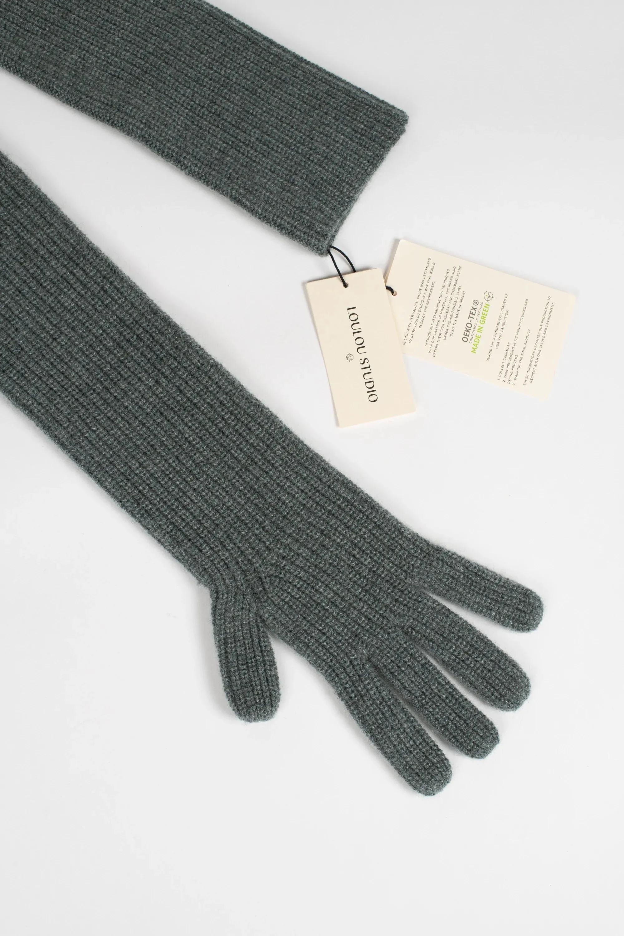 Milos Cashmere Gloves - Green Melange