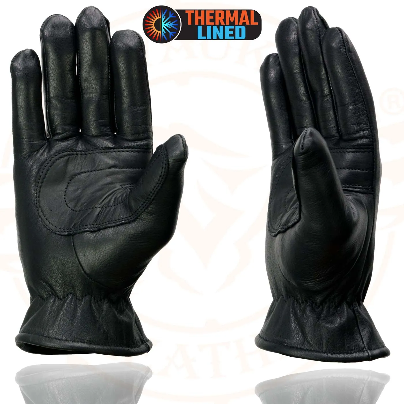 Milwaukee Leather MG7715 Women's Black Leather Thermal Lined Motorcycle Hand Gloves W/ Sinch Wrist Closure