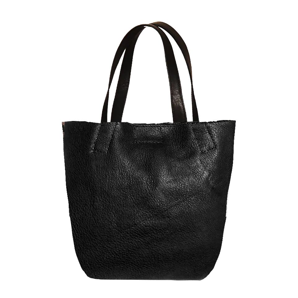 Pack of 2 Genuine Leather & Embroidery Tote - Black & Black