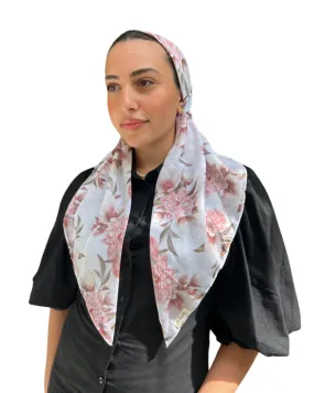 Peonies Floral Classic Pre-Tied Bandanna with Velvet Grip