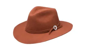 PHOEBE WIDE BRIM WOOL HAT - BURNT ORANGE