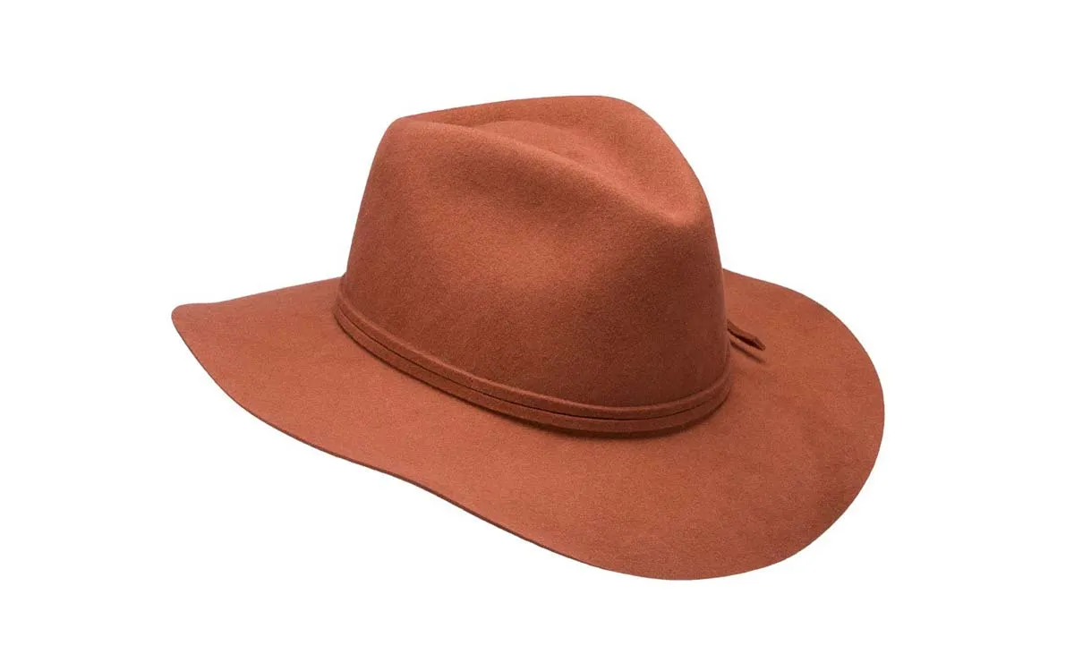 PHOEBE WIDE BRIM WOOL HAT - BURNT ORANGE