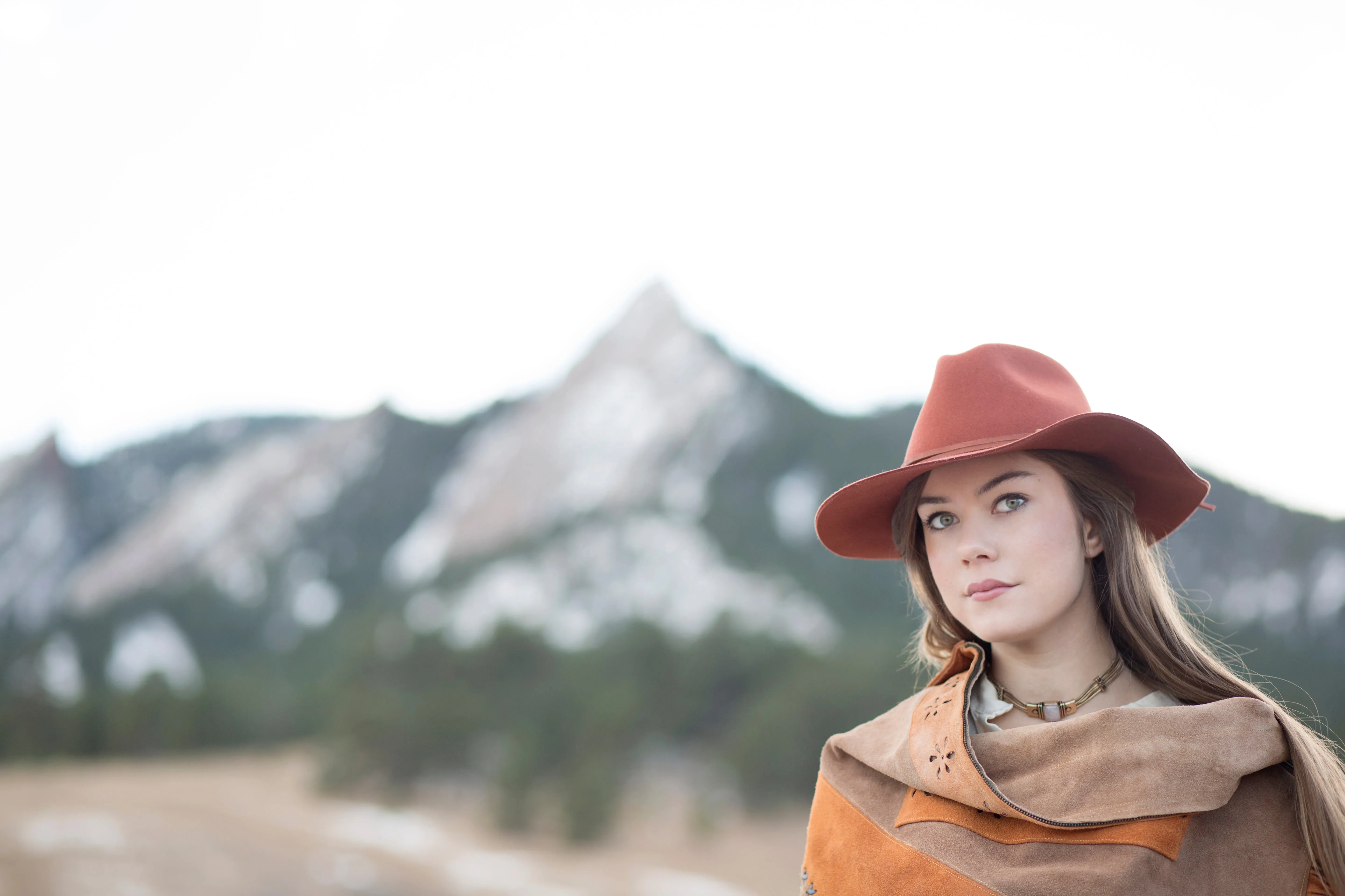 PHOEBE WIDE BRIM WOOL HAT - BURNT ORANGE