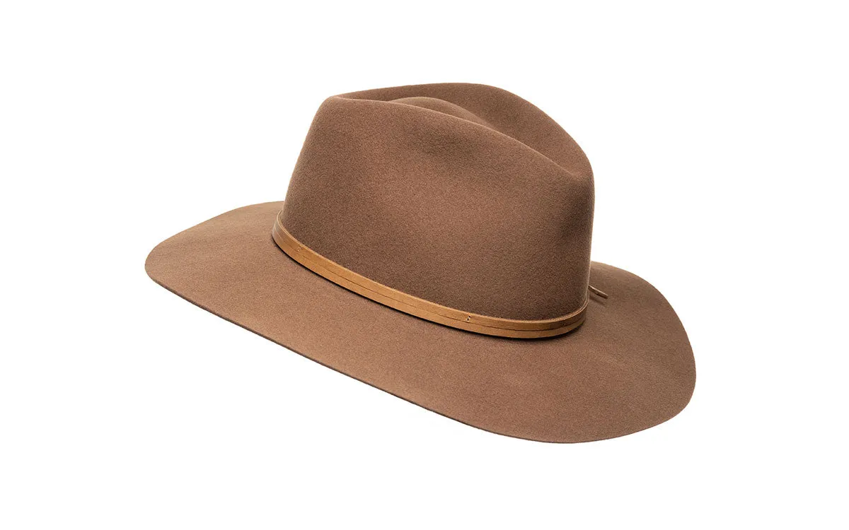 PHOEBE WIDE BRIM WOOL HAT - CHESTNUT