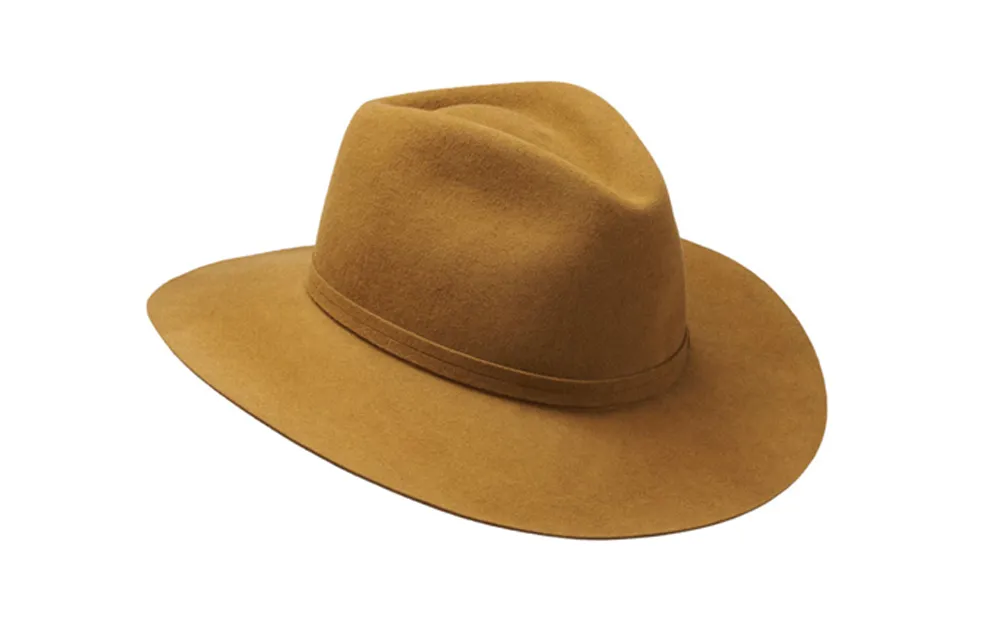 PHOEBE WIDE BRIM WOOL HAT - CITRON