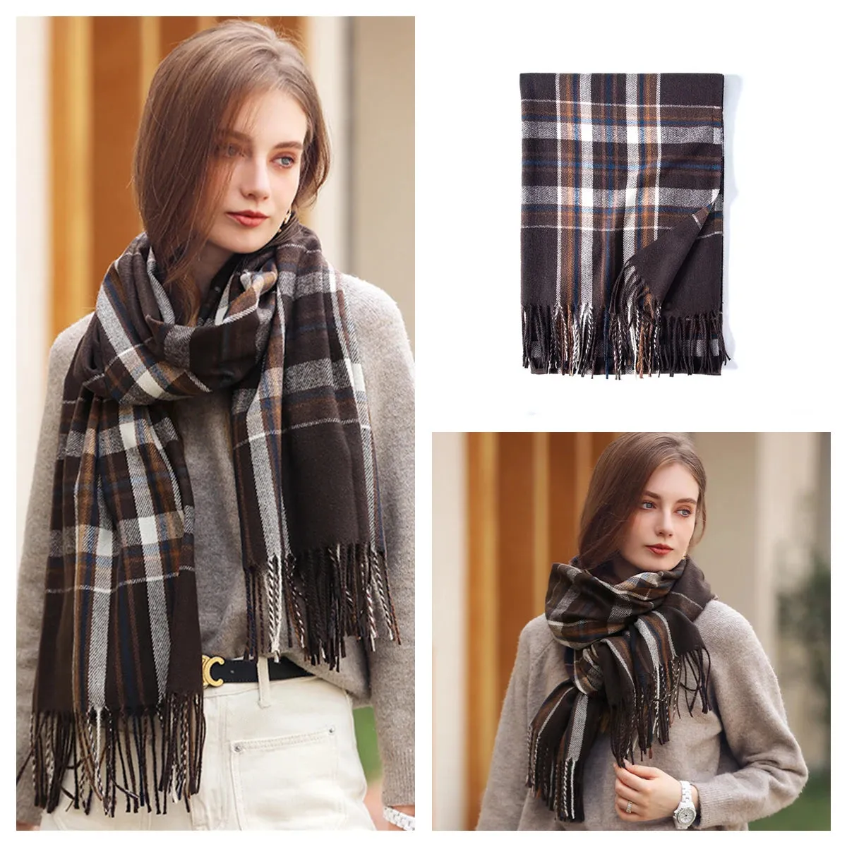 Plaid Wool Scarf