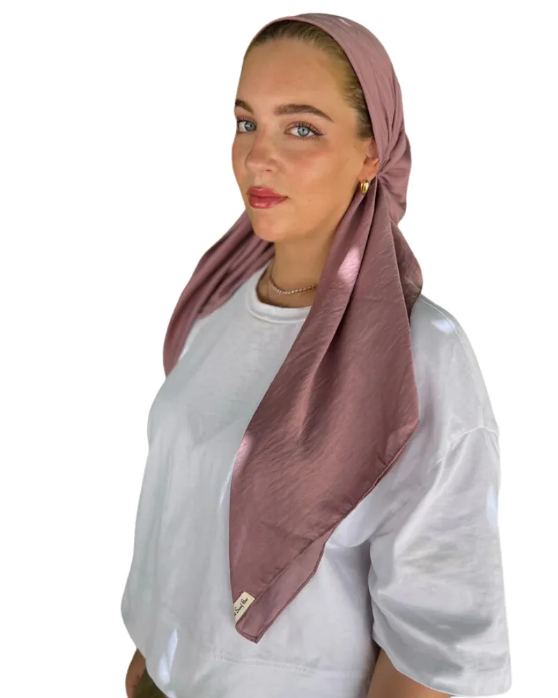 Plum Matte Satin Classic Pre-Tied Bandanna with Velvet Grip