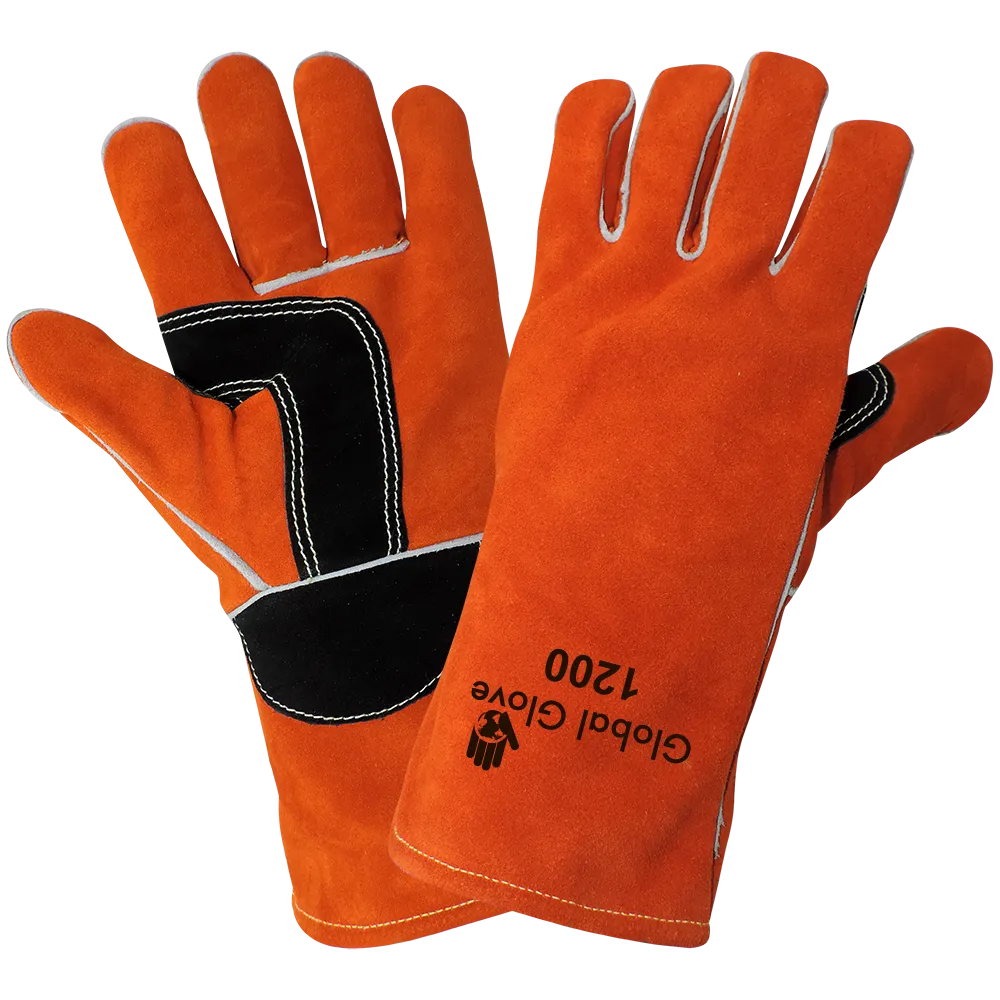 Premium Leather Welders Gloves Universal Size, 1200, Orange