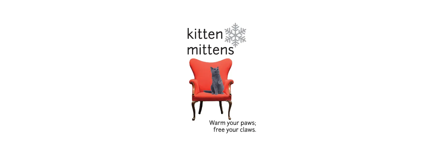 Recycled denim blue cashmere Kitten Mittens, short