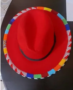 Red beaded fedora hats|cowboy hat|summer hats|brim hats with free shipping world wide