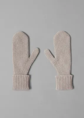 Ribbed Wool Cashmere Mittens | Pebble