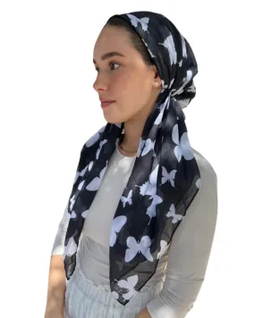 Scarf Bar Midnight Butterfly Classic Pre-Tied Bandanna with Full Grip