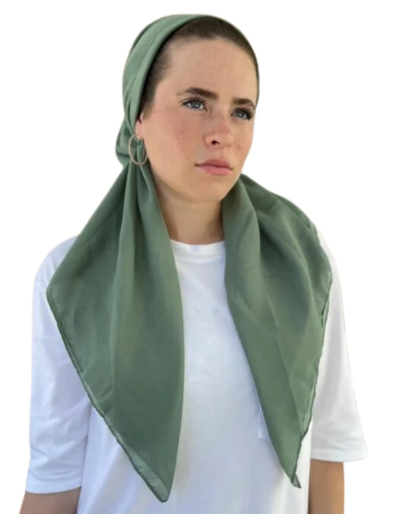 Scarf Bar Solid Sage Green Cotton Classic Pre-Tied Bandanna with Full Grip