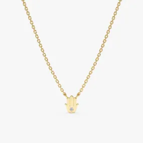 Single Diamond Hamsa Necklace, Hannah