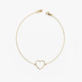 Solid Gold Open Heart Bracelet, Anabella