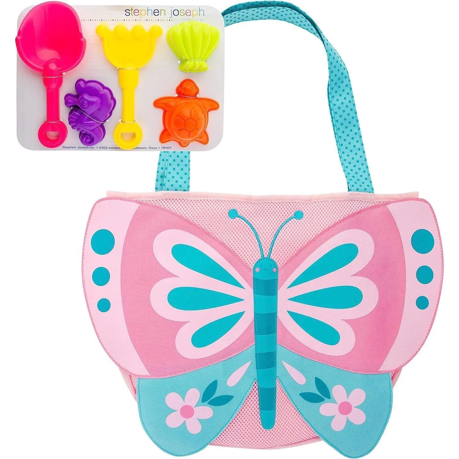 Stephen Joseph, Beach Tote with 6 Piece Sand Toys - Butterfly