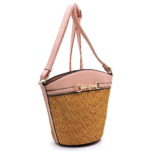 Straw Bucket Crossbody