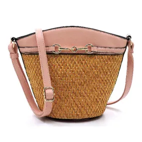 Straw Bucket Crossbody