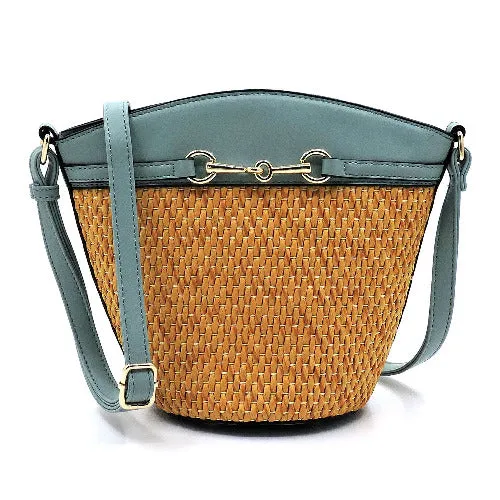 Straw Bucket Crossbody