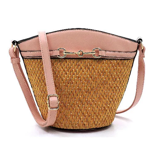 Straw Bucket Crossbody