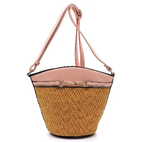 Straw Bucket Crossbody