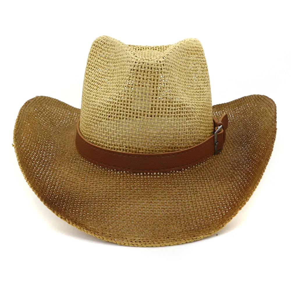 Straw Cowboy Hats Men and Women Straw Cowboy Hat Outdoor Seaside