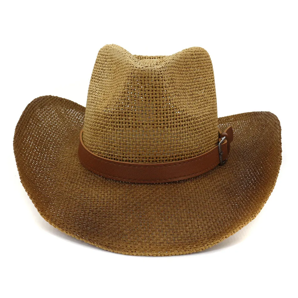 Straw Cowboy Hats Men and Women Straw Cowboy Hat Outdoor Seaside