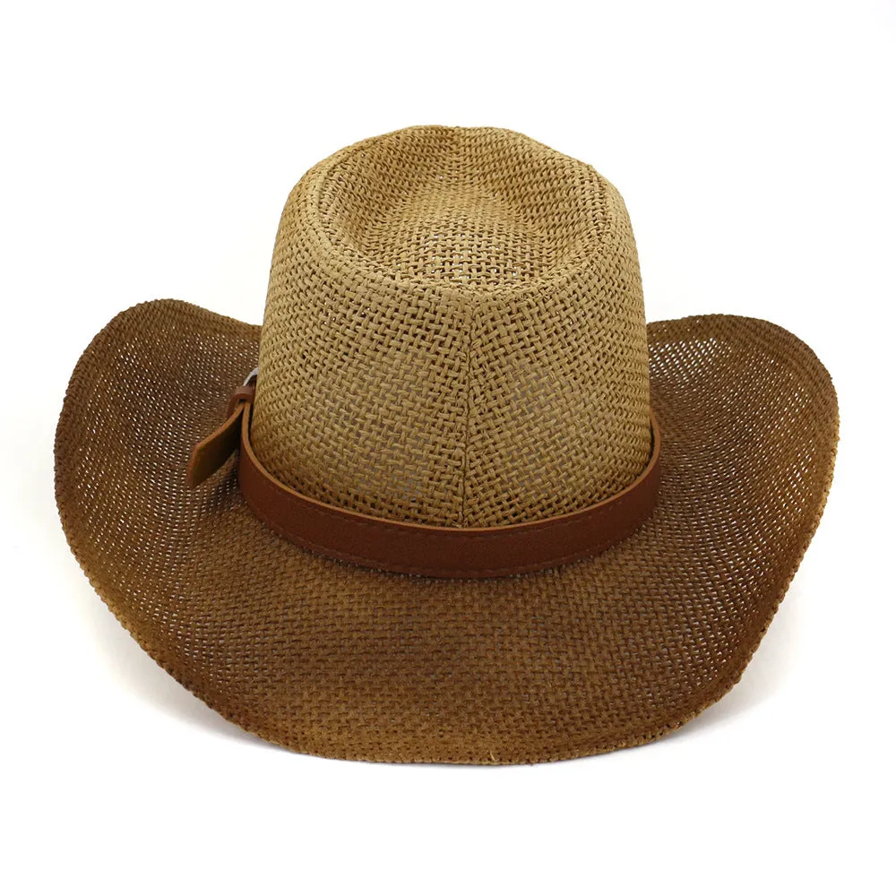 Straw Cowboy Hats Men and Women Straw Cowboy Hat Outdoor Seaside