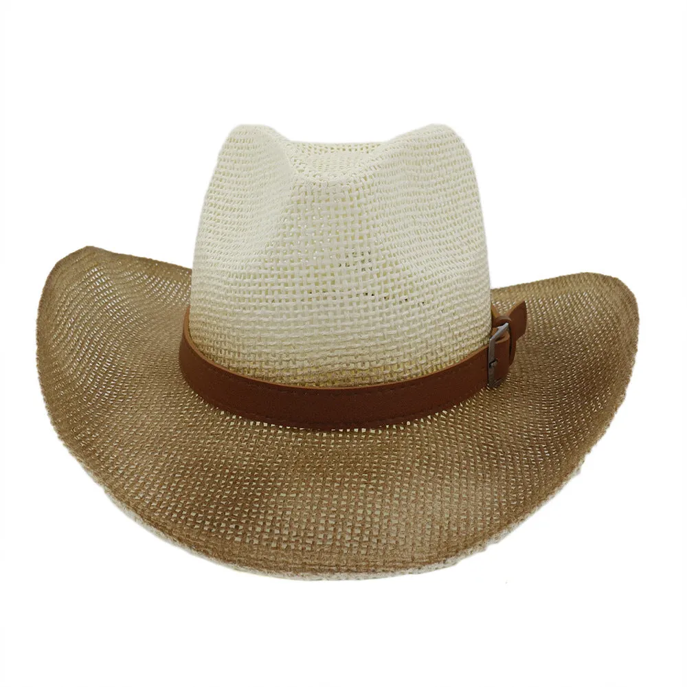 Straw Cowboy Hats Men and Women Straw Cowboy Hat Outdoor Seaside