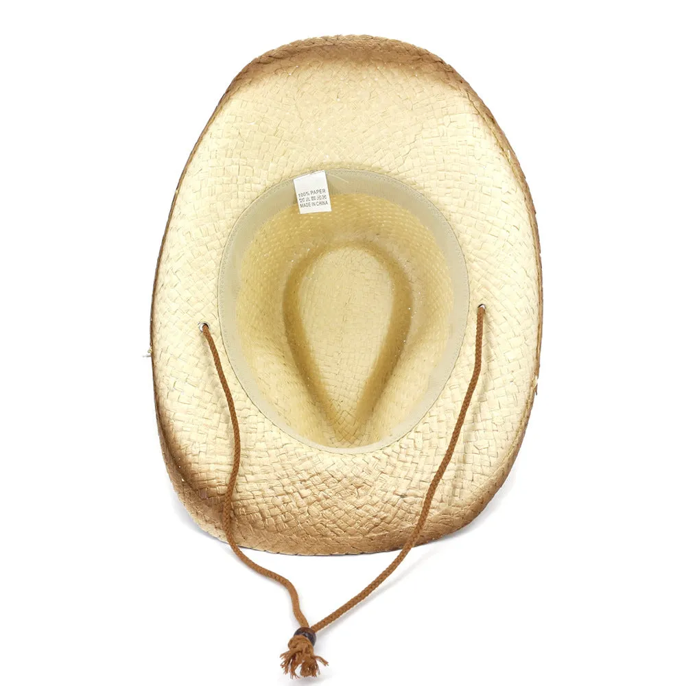 Straw Cowboy Hats Seaside Beach Hat Five-Pointed Star Cowboy Straw Hat